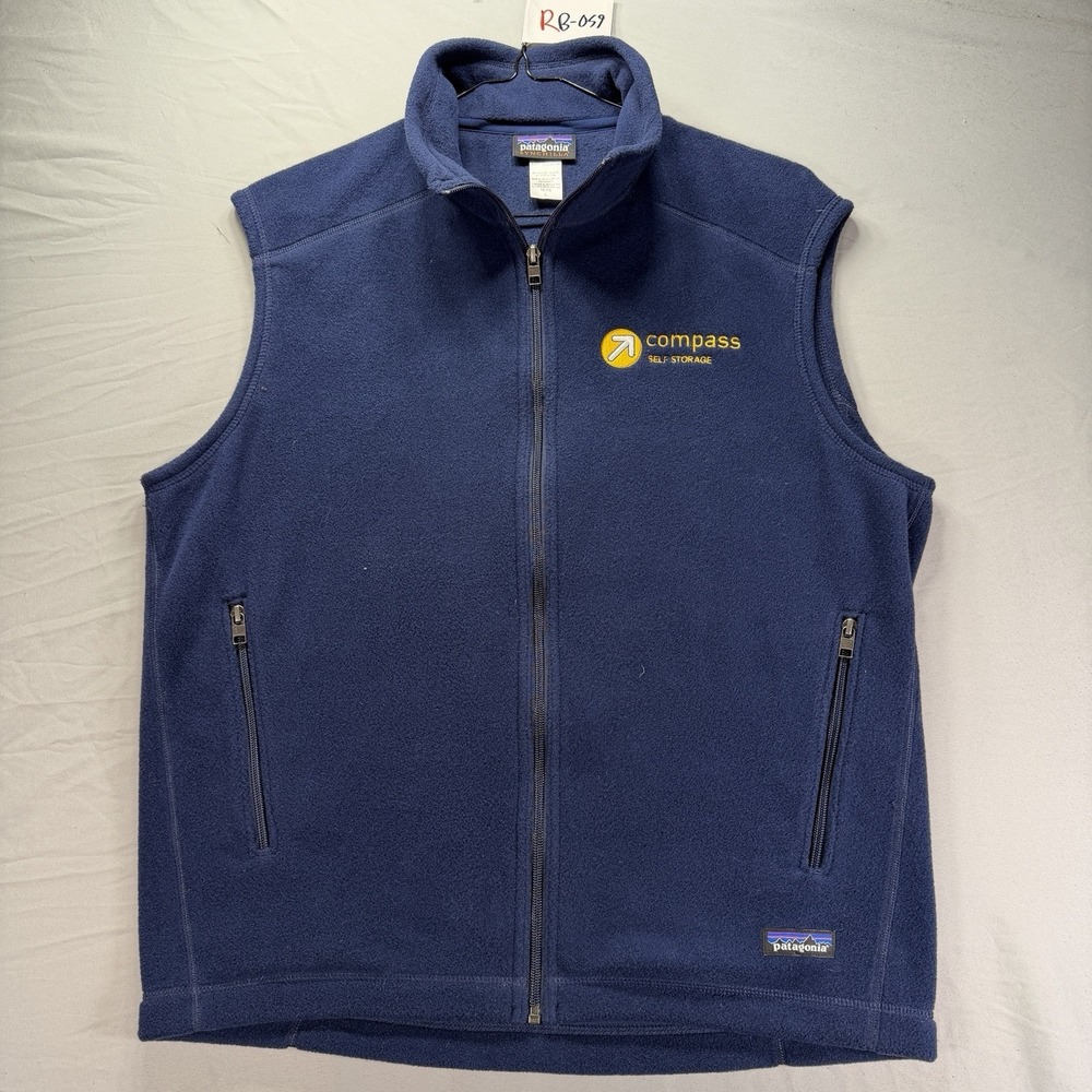 Patagonia Synchilla Vest Mens Large Navy Blue Fleece Jacket Full Zip Pockets
